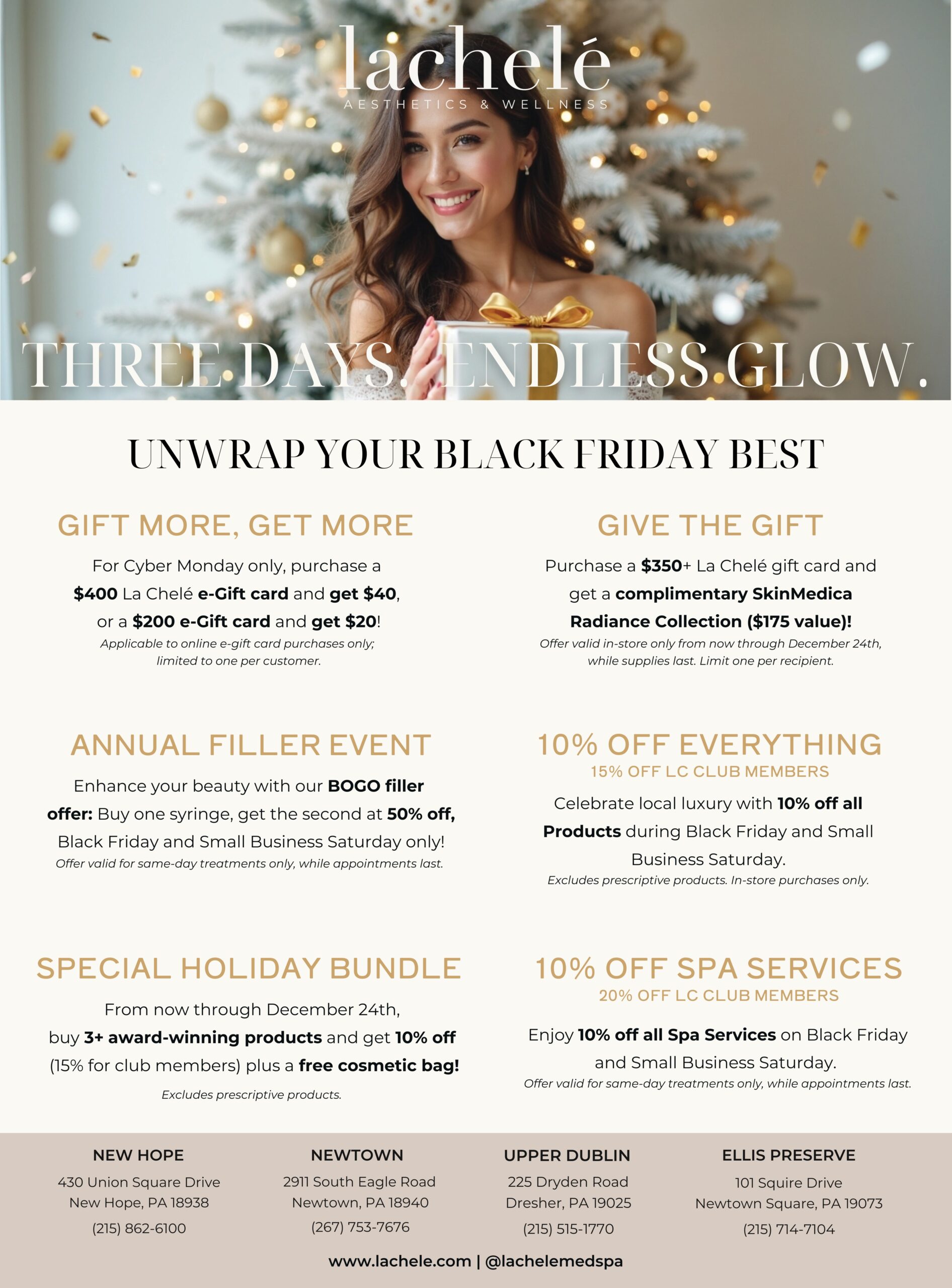 black friday deals discount filler cyber monday gift card sale la chele medspa