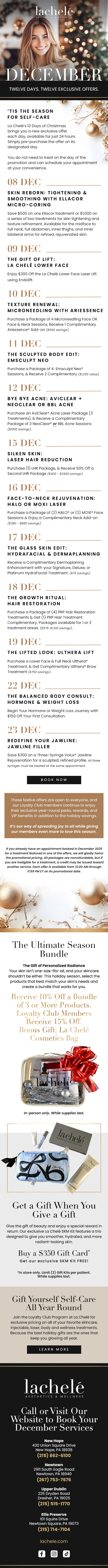 12 days of christmas la chele aesthetics and wellness skincare gifts